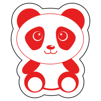 Cute Begging Panda Sticker (Red)